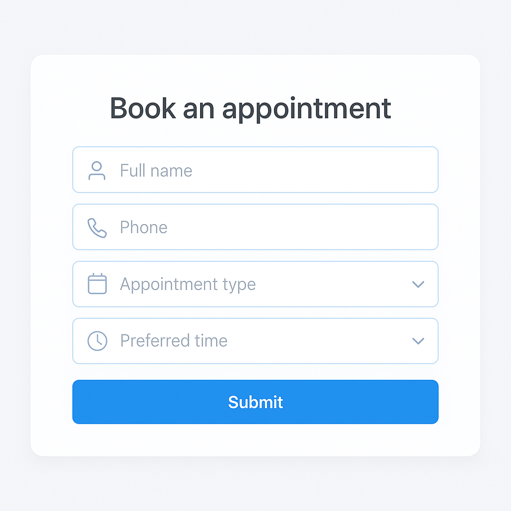 DentalFlow booking form in Poznan
